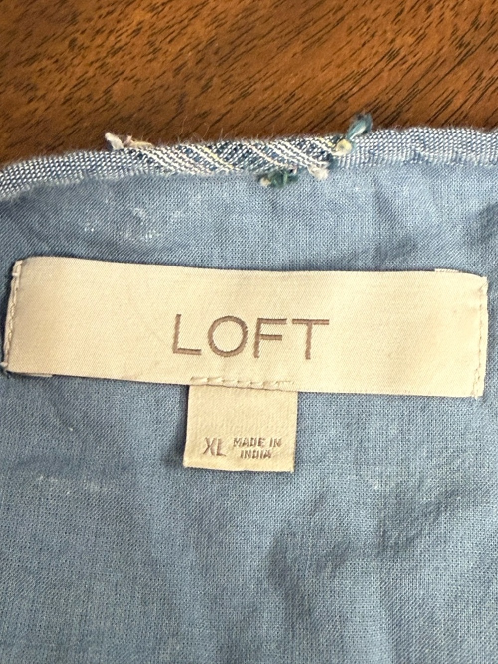 LOFT Chambray Dress XL Blue Button Front Boho Cotton Summer Midi Casual - Picture 7 of 9